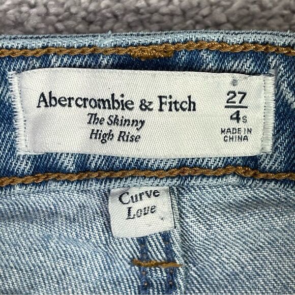 Abercrombie & Fitch Jeans Women’s 27 Short Blue Skinny High Rise Ripped Holes - Picture 6 of 13
